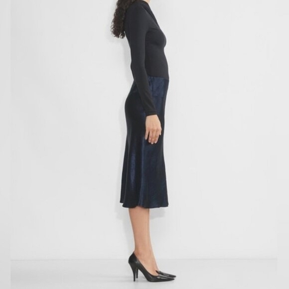 BABATON Satin Slip Midi Skirt Blue 00 Aritzia - Picture 7 of 16